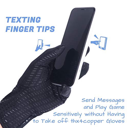 Thx4COPPER Infused Compression Winter Thermal Gloves, Touch Screen Full Finger Warm Glove for Writing, Texting, Cycling, Running, Carpal Tunnel– Anti-Slip Windproof for Women/Men… - Thumbnail 4