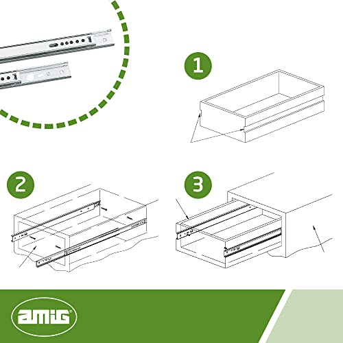 Amig - Set of 2 Metal Sliding Drawer Guides, Zincada, 438x27mm - Image 4