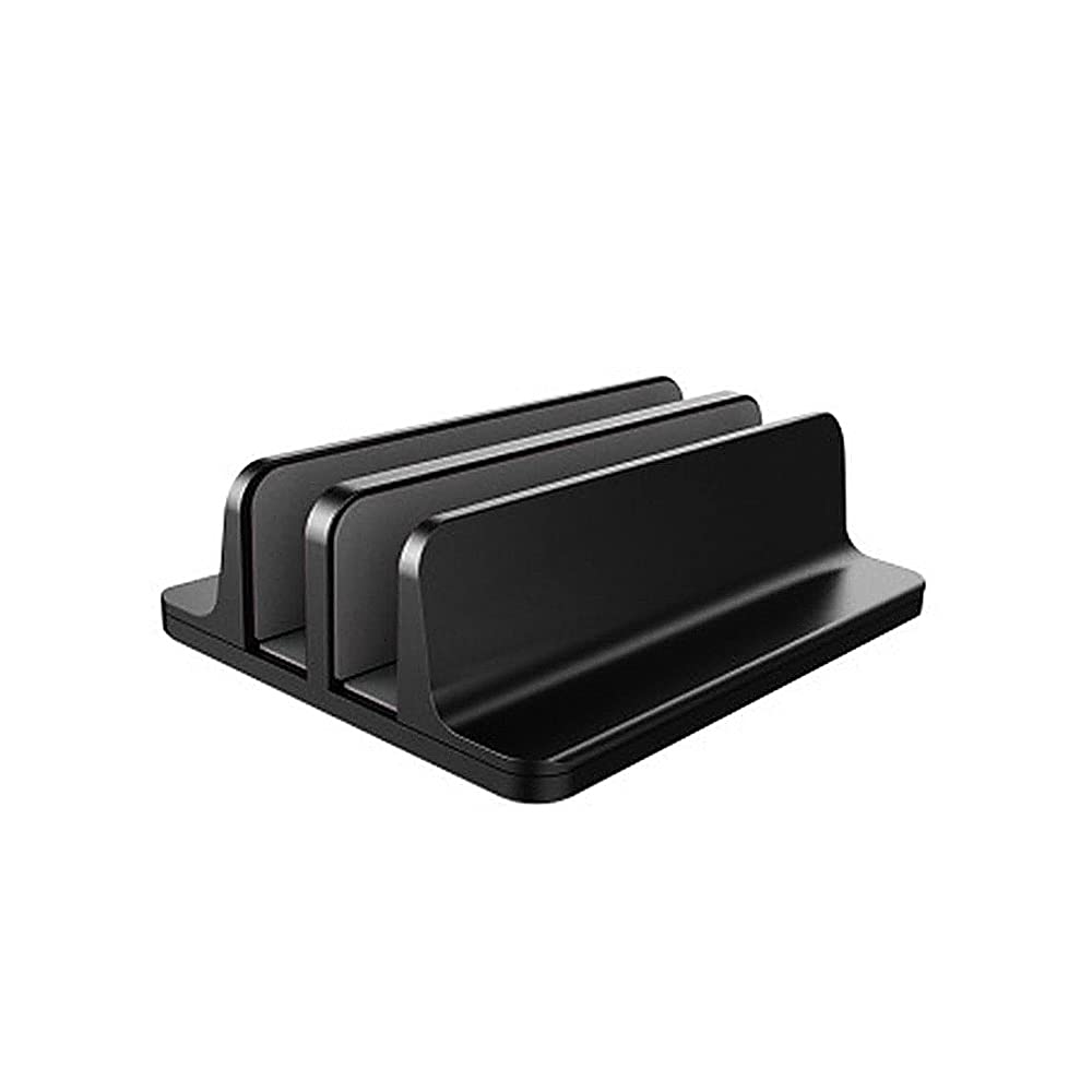 Ejoyous Vertical Laptop Stand Aluminum Alloy, 2 Slots Adjustable (BLACK)