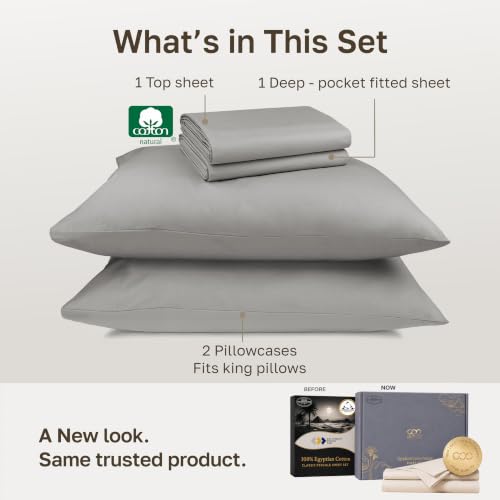 Image of California Design Den 100% Egyptian Cotton King Size Sheets Deep Pocket Set