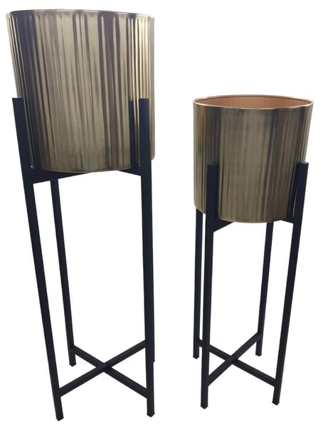 INDIAN DECORMART Large Metal Floor Gold Pot with Black Stand for Indoor Living Room Balcony Terrace Office Home and Garden (B0CBK5GXS8) Amazon Price History, Amazon Price Tracker