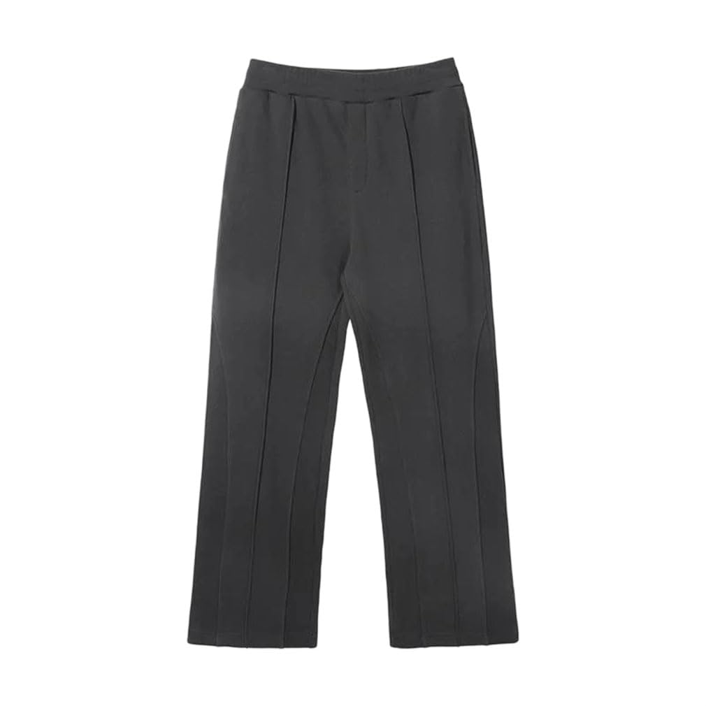 Men Fleece Sweatpants Solid Color Drawstring Elastic Waist Casual Trousers