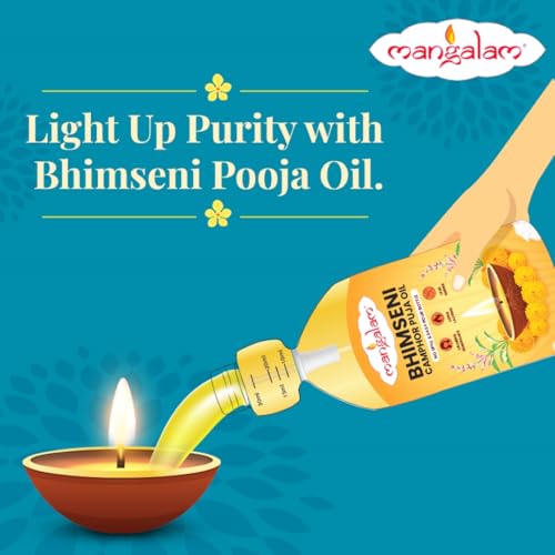 Image of MANGALAM Bhimseni Camphor Puja Oil - Pack Of 2 (900ml Each) | For Daily Puja, Festivals & Other Religious Ritual
