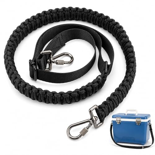 Dotshnk Paracord Strap Compatible with Engel Cooler Adjustable Shoulder Harness with Metal Clips and Swivels Black Weave Design for Extended Wear Ideal for Camping Fishing and Outdoor Use