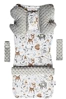 Medi Partners Sitzauflage Kinderwagen Buggy Baby Sommer Kindersitz Einlage Universal - 5tgl Gurtpolster + Spielbogen Kinderwagenset Babyschale (REH mit Grauer Minky)
