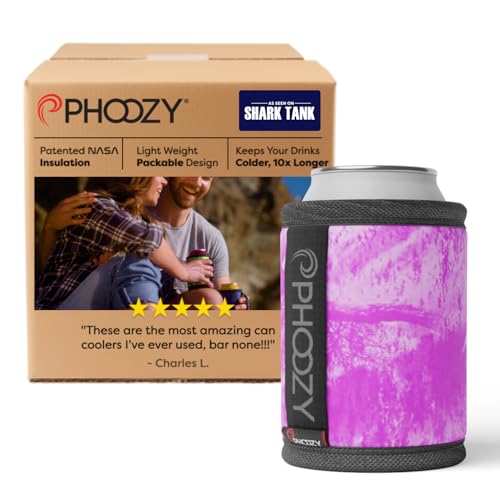 Image of PHOOZY Insulated Can Cooler for 12 oz Cans - Patented Drink Sleeve with NASA-Inspired Technology - Keeps Beer, Soda & Sparkling Water Cold Longer - Lightweight Outdoor Can Holder - Pink