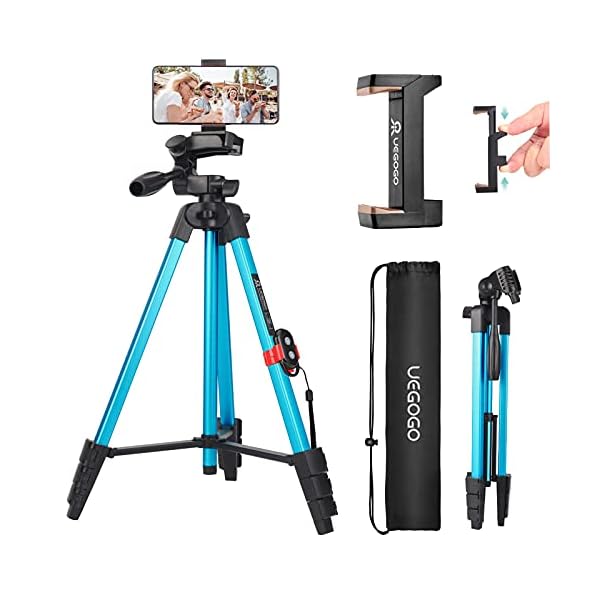 Handy Stativ, UEGOGO 55 Zoll Smartphone Stativ mit Handy Halterung & kabelloser Bluetooth Fernbedienung,Kamera Stativ…
