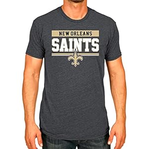 Team Fan Apparel NFL Adult Team Block Tagless T-Shirt – Cotton Blend – Charcoal – Perfect for Game Day – Comfort and Style (New Orleans Saints – Black, Adult Medium)