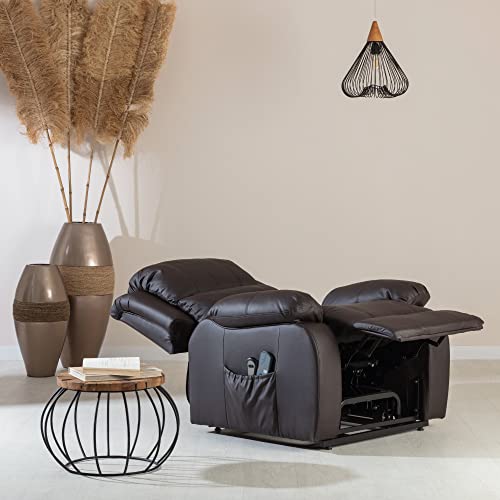 ZZ DON DESCANSO - Sillón Relax Eléctrico Levanta Personas Trevi Choco con Reclinación 160º, 10 Programas, Temporizador, Calor Lumbar, Sist. Masaje 4 Zonas y Acabado PU [Incluye Mando] - imagen 2