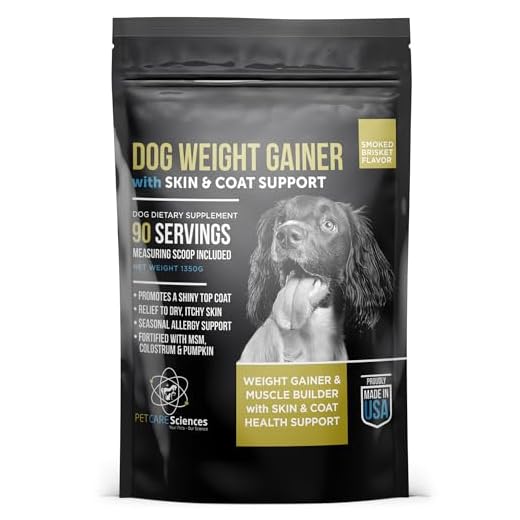 PET CARE Sciences Dog Weight Gainer with Skin & Coat Support - Weight Gain Supplements for Dogs - Canine and Dog Muscle Builder - Protein Powder - High Calorie Food Supplement - 90 Servings