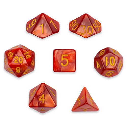 Wiz Dice Series II - Polyhedral Dice Set for Tabletop RPG Adventure Games with a Dice Bag - DND Dice Set, Suitable for Dungeons and Dragons, MTG and Dice Games Alike - Dragon Scales - 7 ct