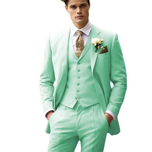 Men's 3 Pieces Tuxedos Fit Suit Business Blazer Groomsmen Suit(Blazer+Vest+Pants)3