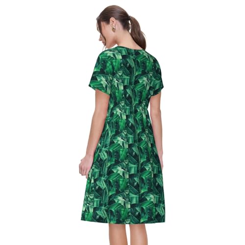 Robe d'été imprimé feuilles de bananier tropicales fluide