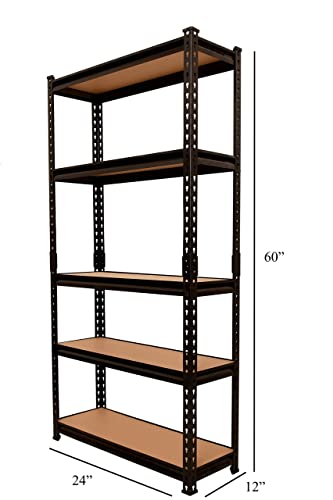 Image of Blue boy BLUEBOY 60 * 24 * 12-5 Shelf Black Matte Finish Adjustable Shelving Unit Storage Utility Display Rack Steel Boltless Rivet Rack