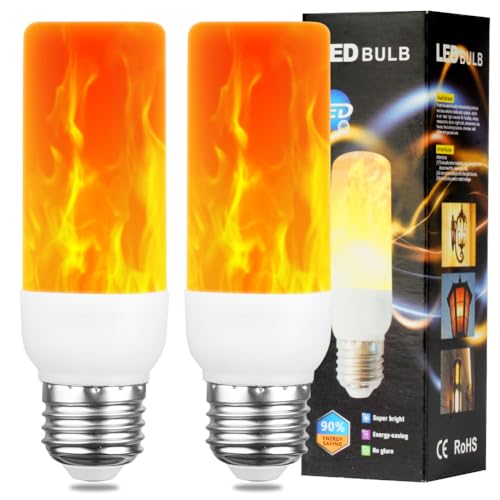 AUAUY LED Flammen Glühbirne, 2 W E27 Flammeneffekt Glühbirne, 1400 K 3 Beleuchtungsmodi Flackernde Dekorative Lampen für den Innen- und Außenbereich für Garten Bar Halloween Weihnachten (2 Stück)