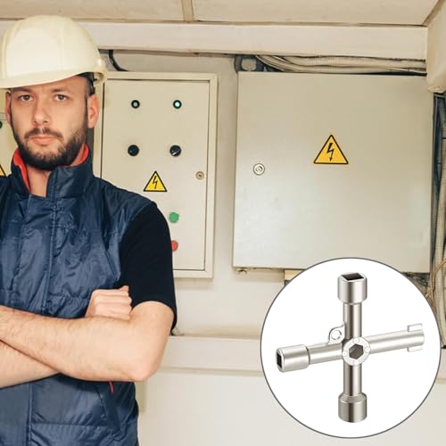 Vandomrise 4 Wege Multifunktionsschlüssel, Multifunktionale Cross Key, Universal Vierkantschlüssel, Dreikantschlüssel, Universal Schaltschrank Schlüssel für Elektrische Wasser Gas Meter Box
