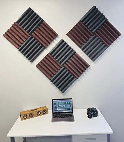 4492 Acoustic Wedge Soundproofing Studio Foam Tiles 2 X 12 X 12-Inch Pack of 12 Charcoal Black and Burgundy Maroon product thumbnail 3