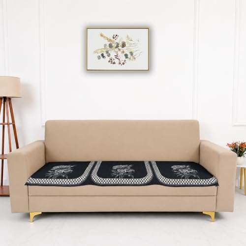 Image of Homerz 'Brooklyn Series' Premium Sofa Cover | Quilted Floral Design | Non-Slip Washable Sofa Protector | Soft Anti Slip Fabric (Ny Grey, 3 Seater, Only Seat Cover)