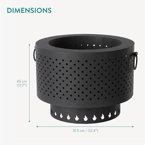 Navaris Feuerschale aus Gusseisen rauchfrei - smokeless Fire Pit Bonfire - rauchfreier Feuerkorb mit Schürhaken - klappbare Feuerschale für Camping Garten Picknick – Bild 6