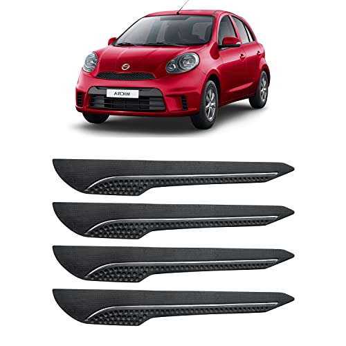 Image of AOSIS-Car Bumper Protector /Bumper Guard for Nissan Micra Active with Single Chrome Stripe (4-Pcs)