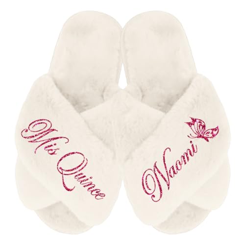 Cute Personalized Fluffy Slippers for Quinceanera, Mis Quince Slippers, Quinceanera Gifts, Mama de la Quince Slippers, Quince Squad Slippers
