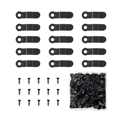 Image of 100 Pieces Metal Picture Frame Turn Buttons Fasteners with 100 Pieces Screws, Turn Button Fasteners Photo Frame Hardware, Black Turn Buttons for Picture Frames