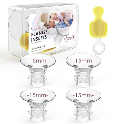 Image of Nursi Luna Flange Insert 15mm 4PCS for 24mm Flange /Shield, Flange Sizing Kit Silicone Flange Insert with Storage Box, Cleaning Brush, Breastfeeding Essentials Kit for Moms