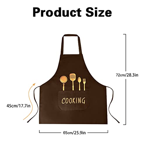 UESDU Cooking Apron 2PCS Grill Apron Personalized Black and Brown Work Apron with Wipe Cloth and Pockets Waterproof Kitchen Apron for Men Women - Image 3