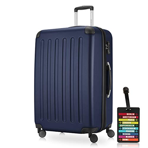 Preisvergleich Produktbild Hauptstadtkoffer - Spree - Hartschalenkoffer Rollkoffer + Kofferanhänger, erweiterbarer Reisekoffer, 4 Rollen, TSA, 75 cm, 119 Liter, Dunkelblau