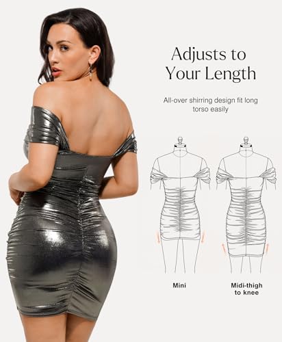 Popilush Homecoming Off Shoulder Shapewear Mini Dress for Women Black L - image 2