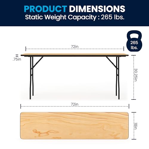 Flash Furniture YT-WTFT18X72-TBL-GG Gael 6' Wood Folding Training And Event Table, Rectangular Folding Training Table With Smooth Clear Coated Finished Top thumb #1