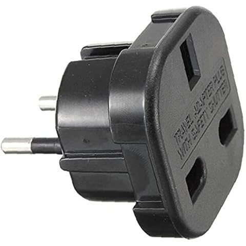 U-M UK 3-pin To European 2-pin Grounded Travel Adapter Plug Black Nice Processed Cover