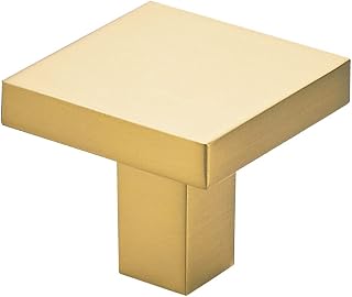 TUNNY 10 Pack Square Single Hole Cabinet Knob - Matte Gold Brushed Single Hole Furniture Hardware Knob for Kitchen Cabinet Bedroom Dresser Wardrobe Furniture Hardware