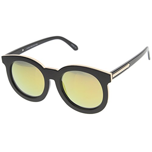 zeroUV Women's Fashion Oversized Flash Mirrored Flat Lens Round Sunglasses 64mm2