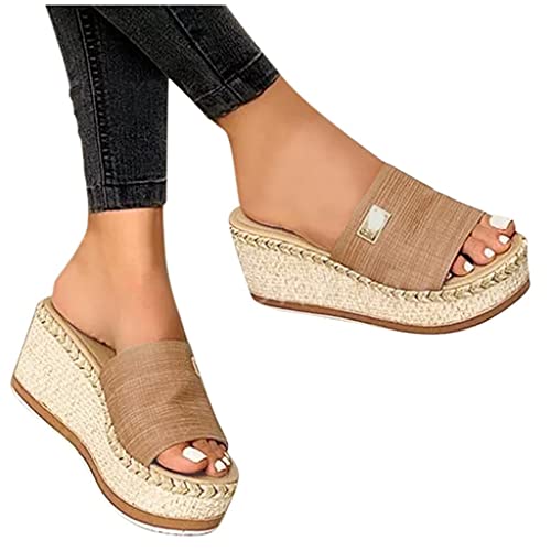 Sandales CompenséEs Pour Femme Classiques - Respirantes Mode Tongs De Claquettes Sandales Plateforme Femme éTé Sandales Plates Toe Comfy Chaussures Mules Talon Haut Tongs Pantoufles DéContractéEs