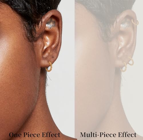 14k Gold Filled Huggie Hoop Earrings for Women - Dainty Small Beaded Hypoallergenic Jewelry Gift3