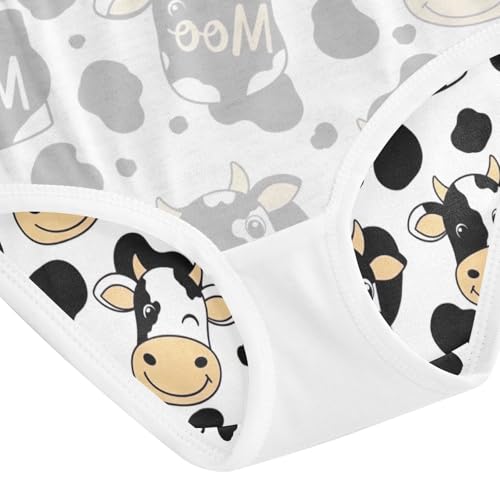 Cartoon Cows Toddler Girls Panties, Girls' Cotton Brief Underwear, 2T–8 Years4