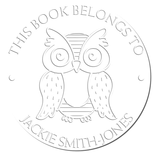 Customized Book Property Paper Embosser - Hybrid Playful Owl Design, Personalized Library Embossing Seal, Round 1-5/8 Size, Ergonomic Handle - Ideal for Reading Enthusiasts, Book Lovers, Librarians