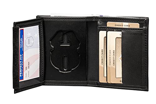 Perfect Fit Shield Wallets US Army Military Police MP Badge Wallet Black Leather Hidden Badge and ID Holder (cutout 464)3