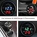MiJunHD 3 in 1 Car Voltmeter, USB Charger Port & Thermometer & Car Battery Voltage Meter, LCD Digital Display Panel for 12V 24V Vehicles Bus Trucks Cigarette Lighter Port (Red Blue Light 1 Piece)