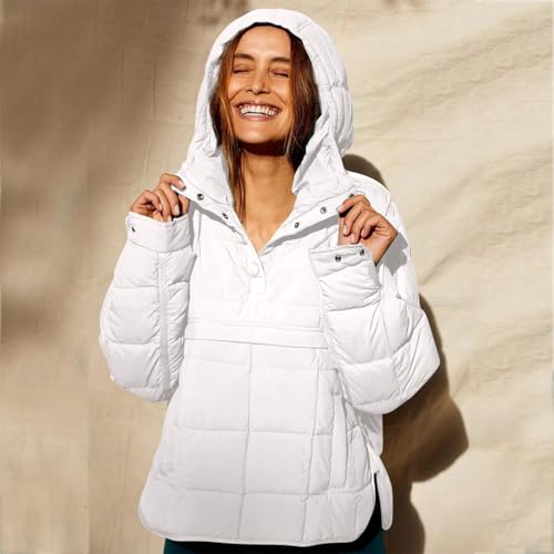 Women's Oversized Pullover Puffer Jacket Lightweight Padded Quilted Jackets with Pockets Puffy Fall Winter Coats3
