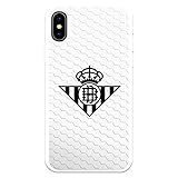 Funda para iPhone X - XS del Real Betis Balompié Escudo Negro Fondo Red para Proteger tu móvil. Carcasa para Realme de Silicona Flexible con Licencia Oficial Real Betis Balompié