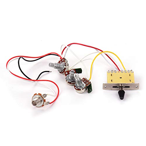 ERYUE Substituição do Kit de Cabeamento de Guitarra elétrica com 1 2 Tom 1 Jack 500K Interruptor de
