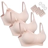 HOFISH Women's Wireless Maternity Breastfeeding Bra Pregnant Women Nursing Bra 3PCS/Pack Pink S