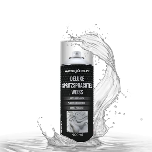 WerkXheld Spritzspachtel Weiß 400 ml Perfekte Grundierung für eine Glatte Lackieroberfläche Haftstark Schnelltrocknend & Einfach Schleifbar