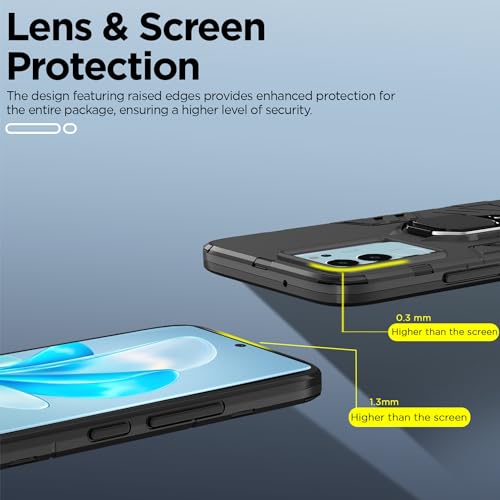 Image of Pikkme Vivo V29 / V29 Pro 5G Back Cover | D5 Tough Armor Bumper | 360 Protection Case | Ring Holder Stand Case for Vivo V29 / V29 Pro 5G (Black)