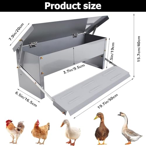 Mangiatoia automatica per pollame con funzionamento a pedale, design resistente alle intemperie e a prova di ratti, ideale per polli, anatre e tacchini