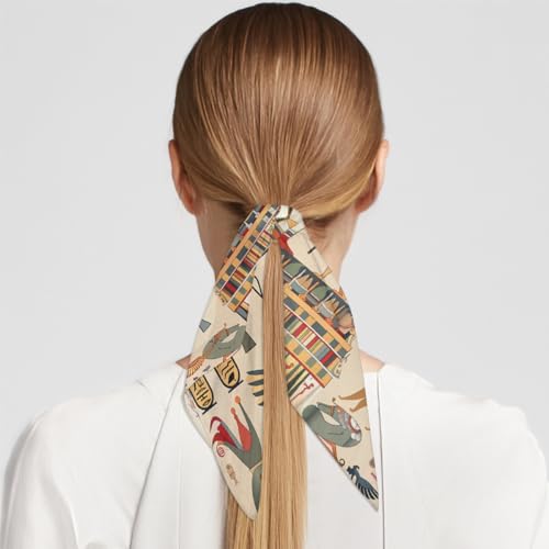 Egypt Egyptian Square Silk Scarf for Women, 23.6" Lightweight Fashion Scarves Wraps, Silk Like Hair Neck Scarf Headband Bandanas for Ladies4