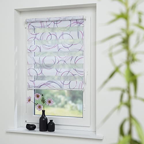 Klemmfix- Duorollo/Doppelrollo mit Druckmotiv Swirly mit verstellbaren...