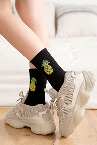 Image of Joylife Fruit Embroidered Crew Socks Cute Pattern Quartz Sock Funny Dress Socks for Women, Ladies, Girls